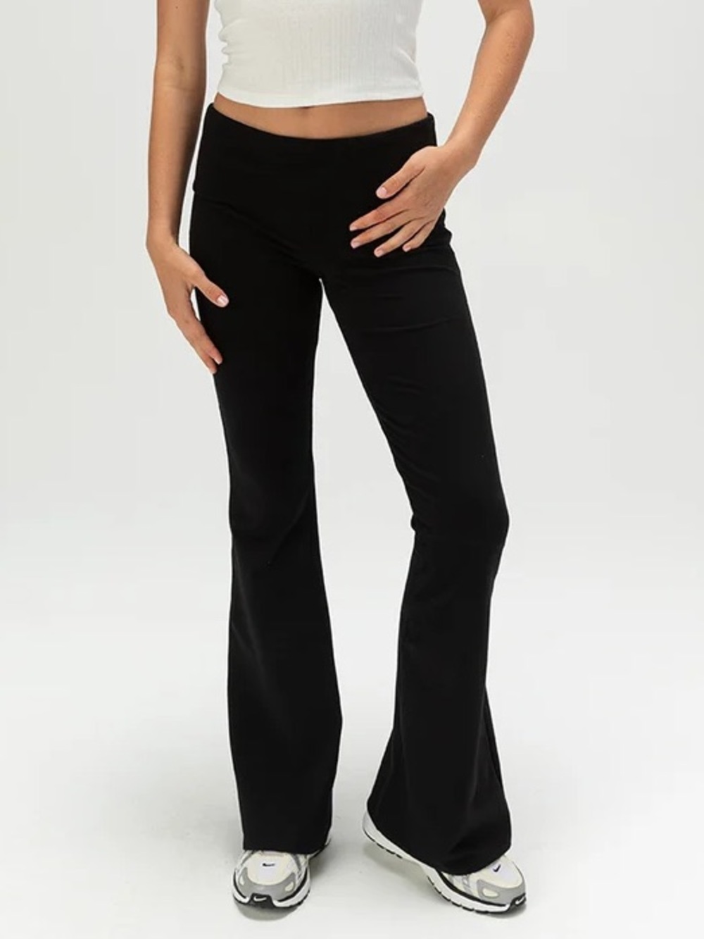 Fold Over Flare Womens Pants